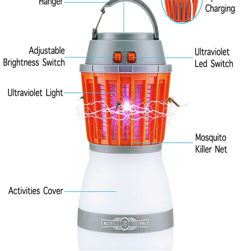 2in1 Portable Solar LED Night Light Double Use Lamp UV LED Electric Charging Fly Insect Bug Pest Mosquito Drive Away Night Trap