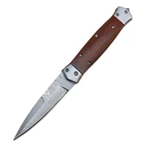 Дамасский складной нож ручной работы кованый охотничий нож 58HRC Ebony Ручка Портативный острый карманный нож инструменты для выживания на открытом воздухе