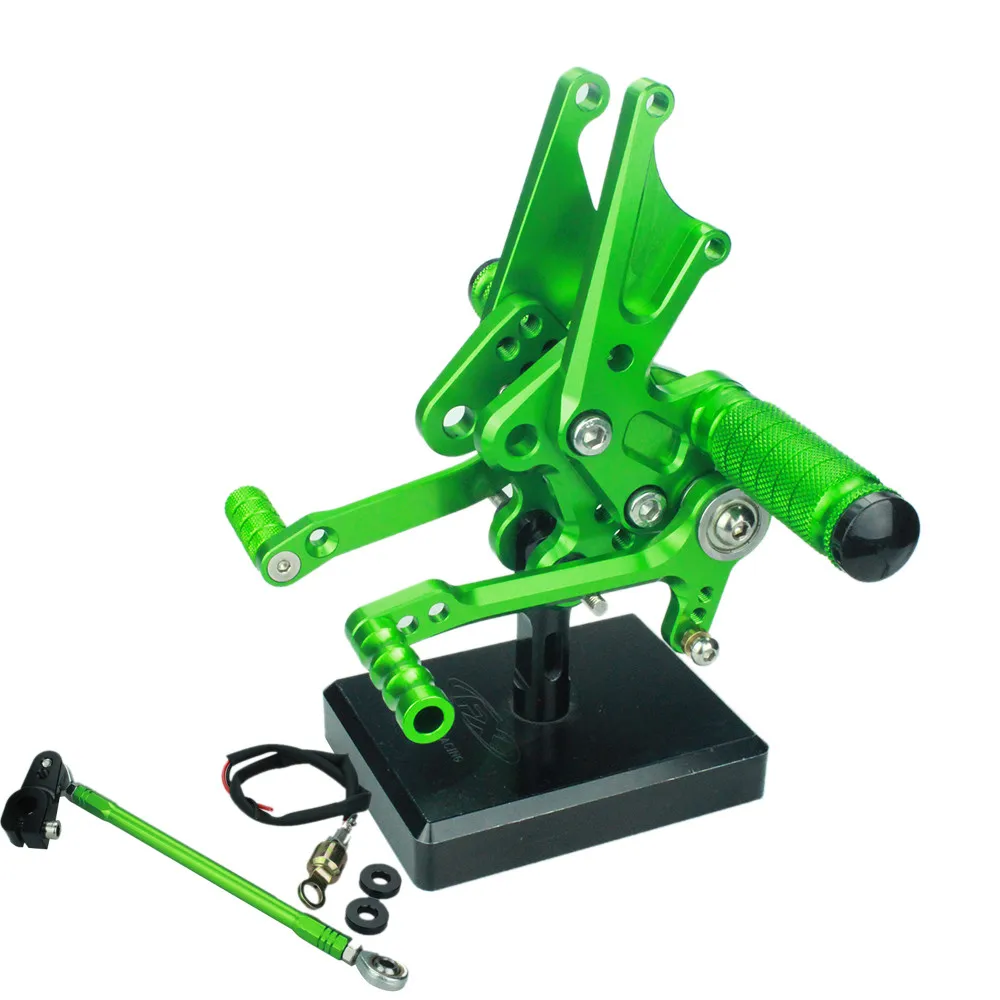 Для KAWASAKI ZX14(ZZR1400) 2006-2011 2010 2009 CNC алюминиевый сплав мотоцикл подножка для ног Педаль Peg Rearset задний Набор - Цвет: Green