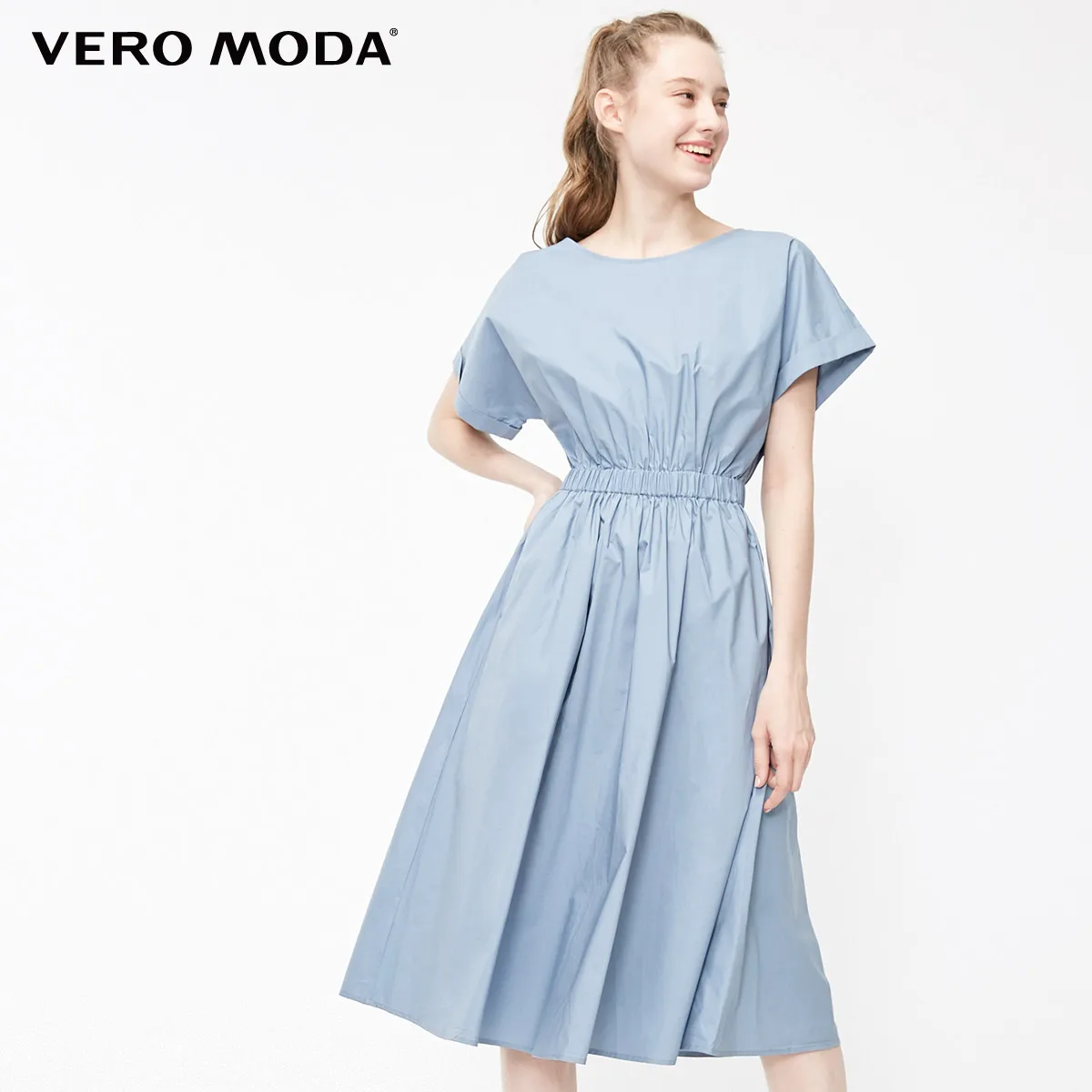 Vero Moda Новое Женское платье с рукавами «летучая мышь» с эластичной талией и круглым вырезом | 31927B534