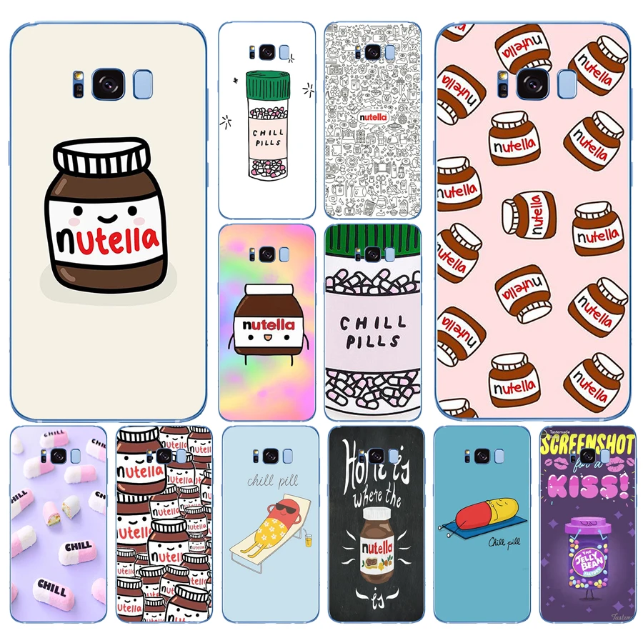 

92DD funny Chills Pills Chocolate Nutella Transparent Cover Case for Samsung Galaxy S6 S7 edge S8 S9 S10 plus A70 A50 case