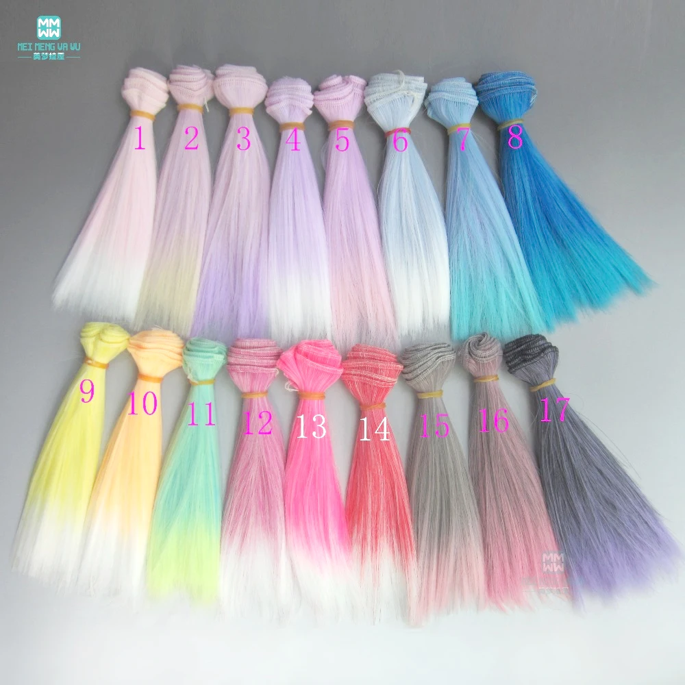 color 1 XKMY Pelucas de muñeca hechas a mano 15 cm x 100 cm peluca para muñecas pelo sintético para muñecas hecho a mano 1/3 1/4 accesorios de muñeca juguetes 