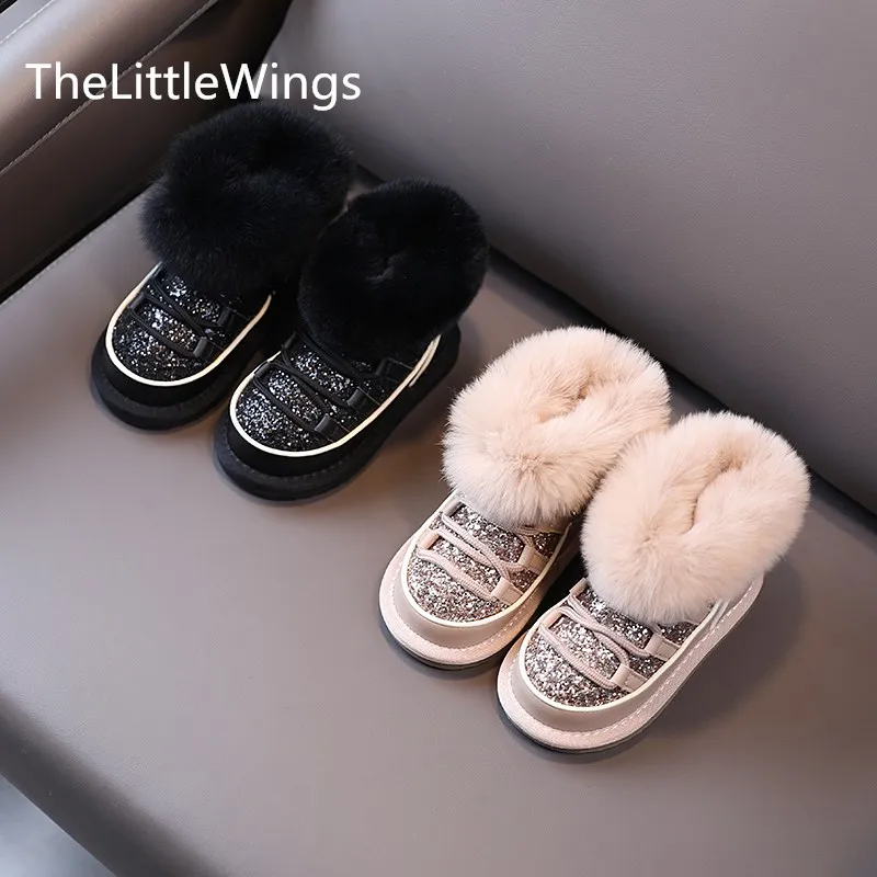 Shoes Snow-Boots Warm-Girls Princess Winter Childrens New-Fashion Hair 1-15-Years-Old