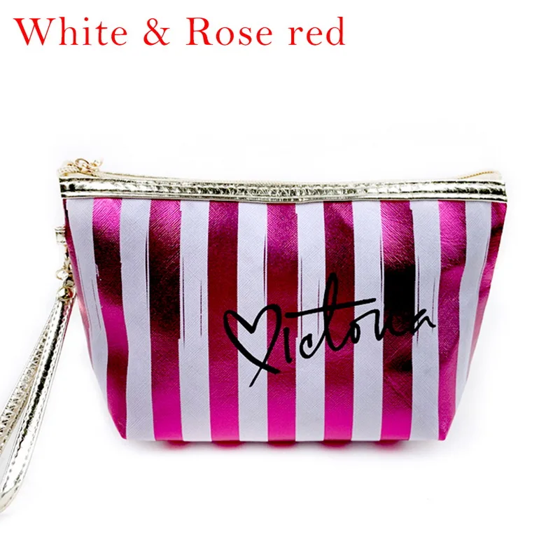 SHUJIN Women Cosmetic Bags Waterproof Laser Cosmetic Bags Women Make Up Bag PVC Pouch Wash Toiletry Bag Travel - Цвет: White rose red 2