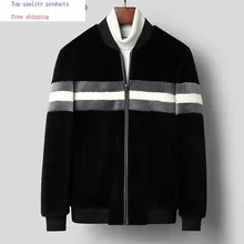 Мужское пальто с натуральным мехом, Осень-зима, шерсть, стрижка овец, куртки, парка, куртка-бомбер, Jaqueta De Couro, C-52-8770, KJ3303