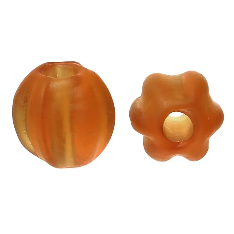 2 шт стеклянные бусины Lampwork с рисунком тыквы для Хэллоуина матовой поверхностью