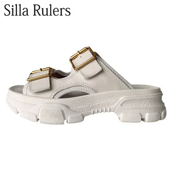 

Silla Rulers 2020 Runway Tick Sole Summer Sandals Woman River Buckle Round Toe One Strap Gladiator Shoes Casual sandals Woman