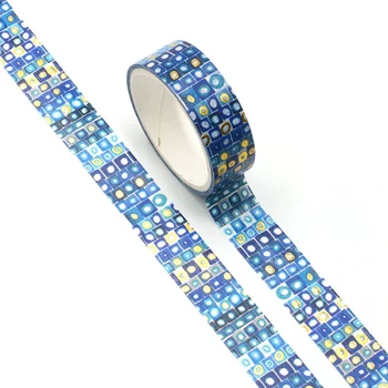 

2pcs/lot Decorative Gold Foil Blue Blackground Washi Tapes Japanese Kawaii Scrapbooking Tools Masking Tapes for Photo Album
