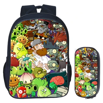 

16 inch Plants VS Zombie School Bag for Kids Girls Boys Backpack Children School Sets Pencil Bag Toddler Schoolbag