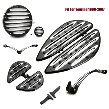 Buy Black F+R Deep Cnc Cut Floorboards Foot Boards Shifter Brake Arm Levers Derby Timer Cover For Harley Electra Glide Classic EFI F
