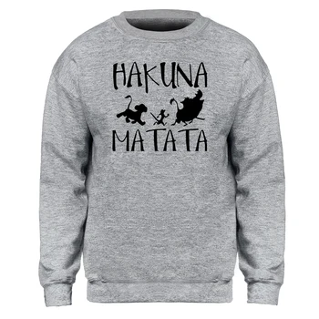 

HAKUNA MATATA Cartoon Tracksuits Sweatshirts Mens Hoodies Pullovers Street Tops Crewneck Jumper Streetwears 2020 Spring Hoodys