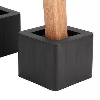 

4pcs Black Square Sofa Bed Hotel DIY Cabinet Portable Solid Anti Scratch Home Protective Non Slip Furniture Feet Increase Height
