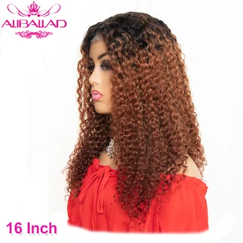 

Ombre T1B/30 Kinky Curly Human Hair Wigs 4x4 Lace Closure Wigs For Women Remy Brown Malaysian Wig 150% Density Aliballad