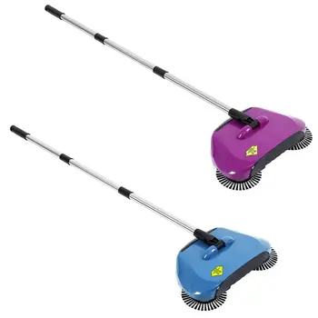 

2 Pcs Stainless Steel ing Machine Push Type Hand Push Broom Dustpan Handle Hand Push er Mop Purple & Blue