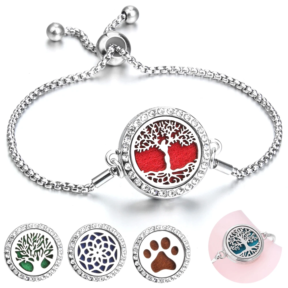 New Women Aromatherapy Bracelet Adjustable 26cm Chain Aroma Diffuser Lockets Perfume Essential Oil Diffuser Bracelet Jewelry bracelet jewelry
