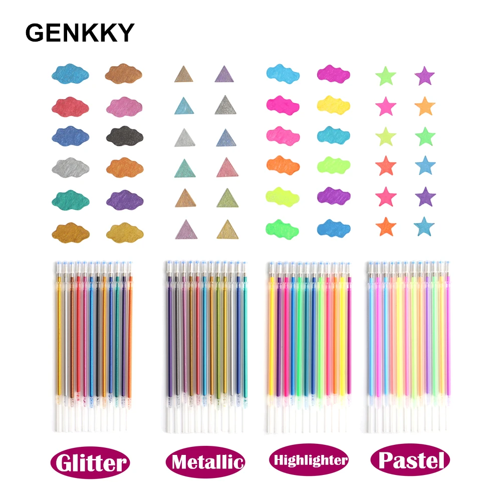 GENKKY 1.0mm Colorful Gel Pen Fluorescent Refills Color Cartridge Flash Pen Smooth Ink Painting Graffiti Pens Student Stationery|Gel Pens| - AliExpress