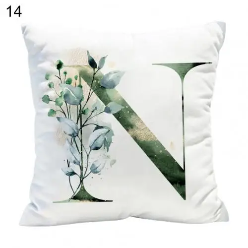 chair cushions Plant Letter Printed Cushion Cover Wear-resistant Polyester Elegant  Pillowcover bedroom Throw Pillows Cover for Home Decor blue cushions Cushions