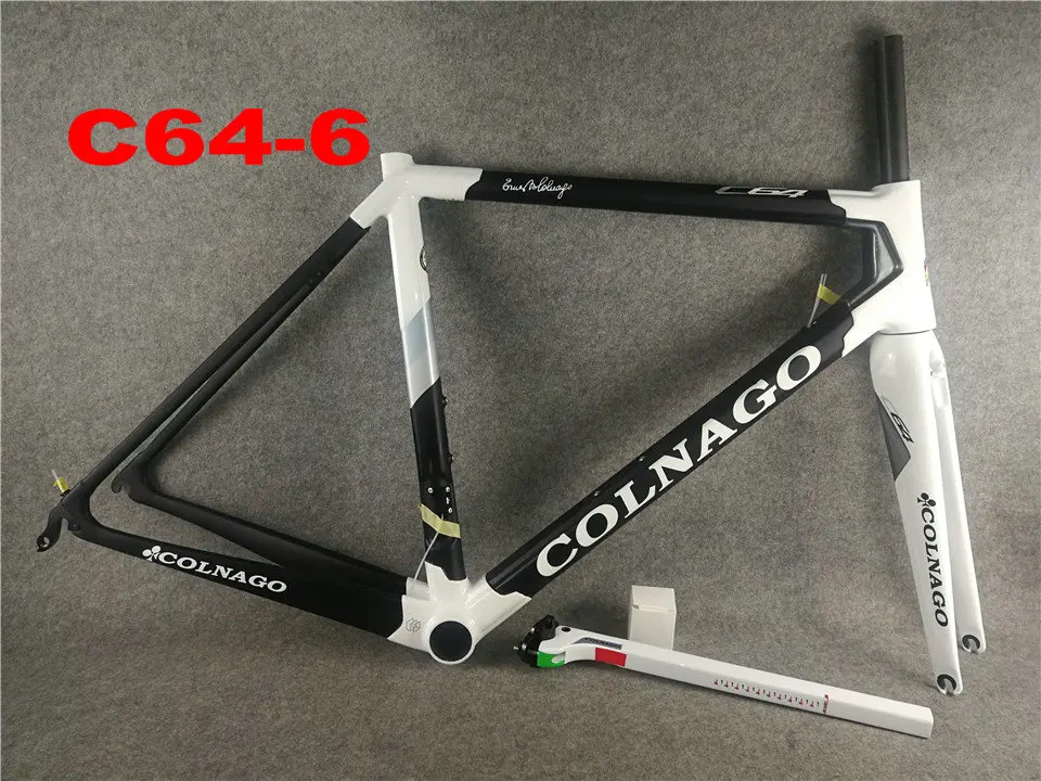 Глянцевая рама Colnago C64 PJWW из углеродного волокна для шоссейного велосипеда, белая рама для велосипеда C64 - Цвет: C64-6