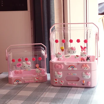 

HELLO KITTY cosmetic storage box, waterproof portable shelf with lid,dustproof skin care product storage box,furniture supplies