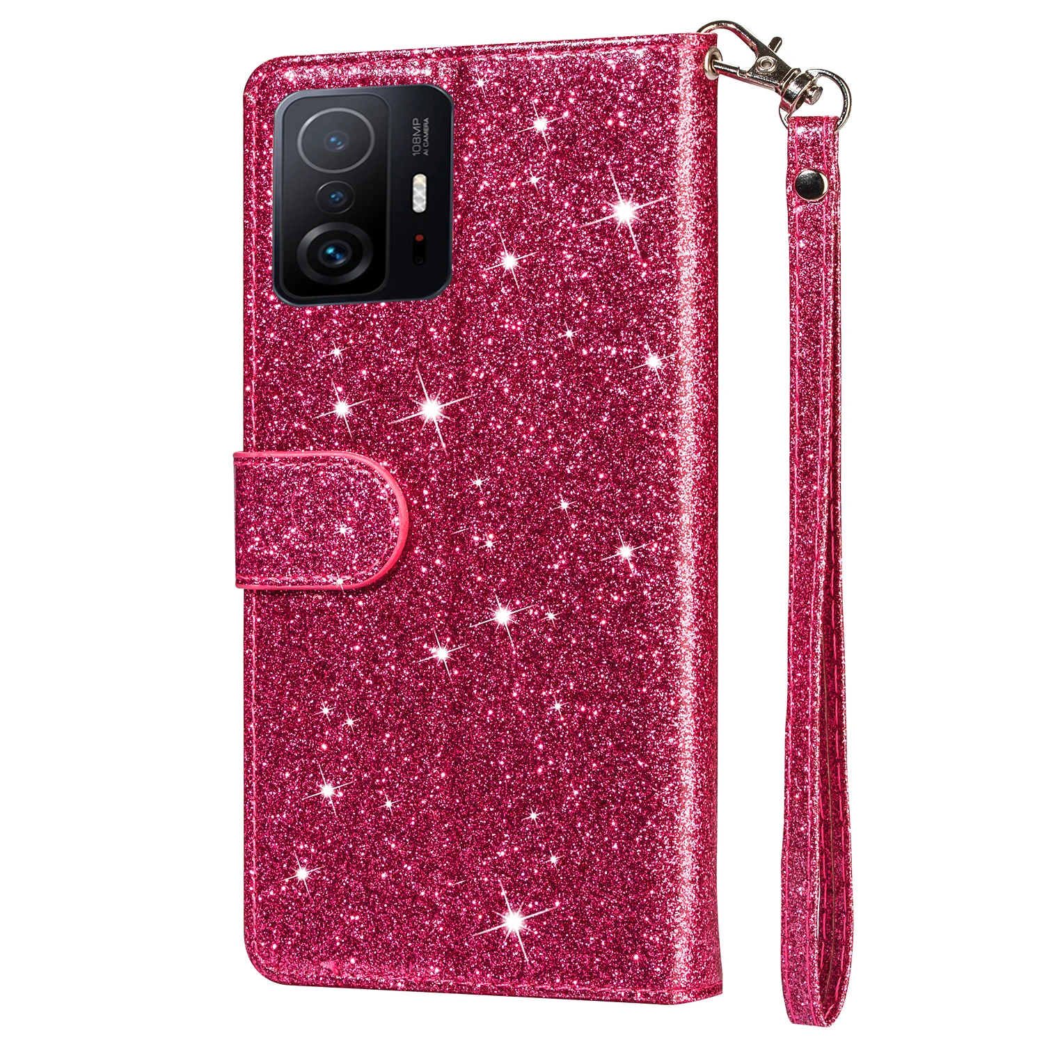 Glitter Leather Zipper Flip Phone Wallet Case