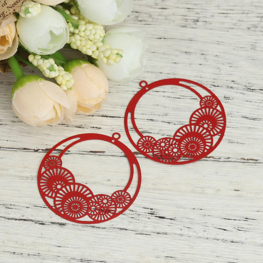DoreenBeads модные медные Филигранное тиснение Подвески черный синий красочные круглые шестерни стиль ювелирные изделия амулеты «сделай сам» 42x39 мм, 10 шт