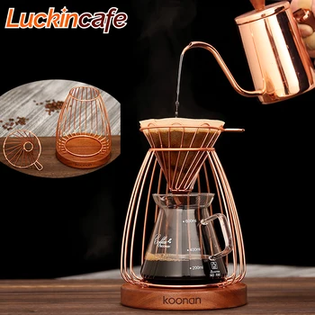 

Brewing Coffee Filter Cup Holder Nest Shape Hand Drip Rack Rose Gold Household Filter Cup Bracket Set Coffee Pot Filter Shelf