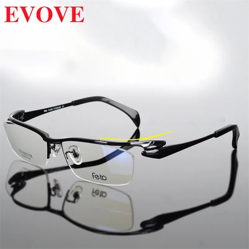 

Evove Titanium Glasses Frame Men Oversized Brand High-end Eyeglassses Man Spectacles Optic Anti Blue Photochromic Progressive