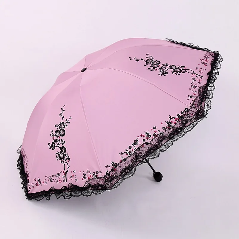 YADA цветы сливы зонтики для девочек дождь женщин УФ солнечный и дождливый зонтик для женщин ветрозащитные складные кружевные зонтики YS838