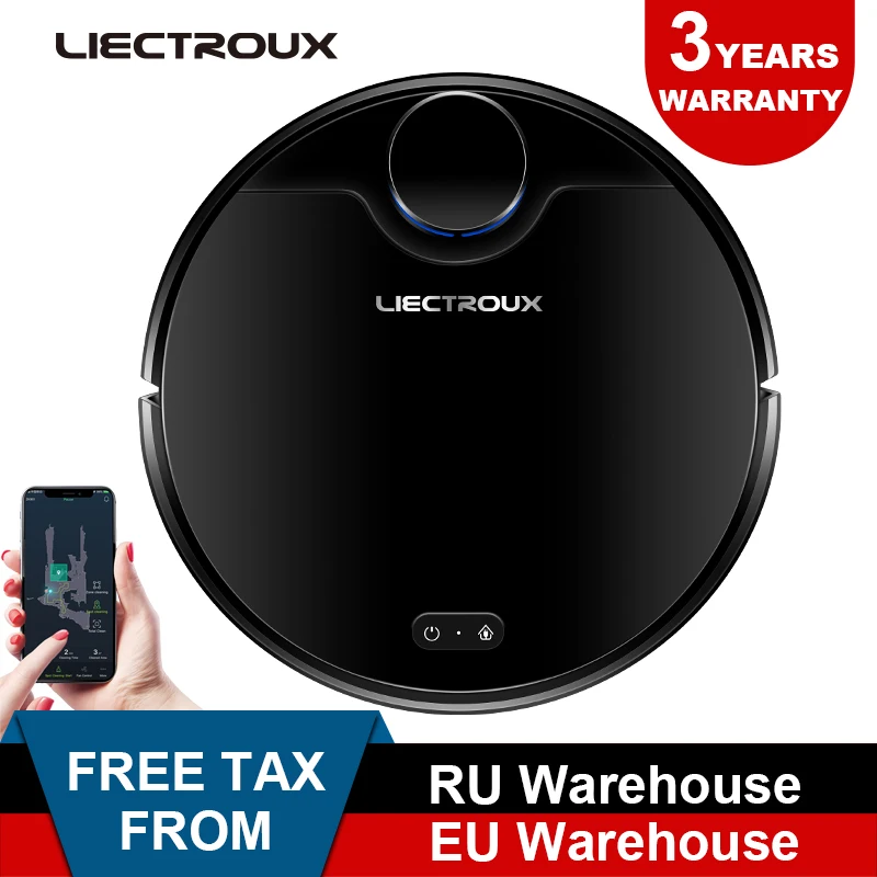 US $316.20 2021 LIECTROUX Robot Vacuum Cleaner ZK901Laser Navigation APP Visual MapsSmart Memory Wet Dry UV Suction 4KPa Water Tank Home