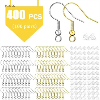 

200Pcs 925 Silver Plated Fish Earring Hooks Hypo-allergenic Earwires Jewelry Making with 200 PCS Silicone Earring Backs