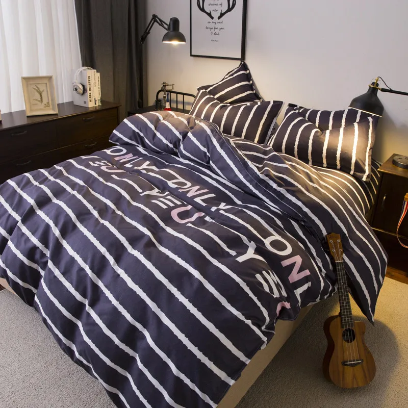 Льняное одеяло, комплект из двух предметов, стильная простыня, три предмета, односпальное постельное белье, клетчатое мужское одеяло, джинсовое - Цвет: 12