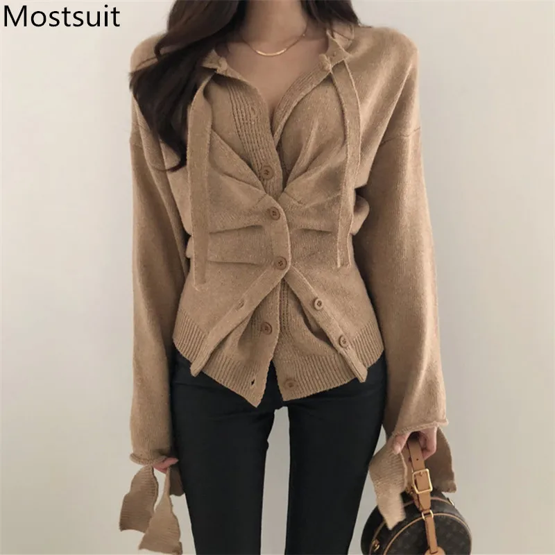 Женский однобортный Кардиган с длинным рукавом модный сексуальный вязаный