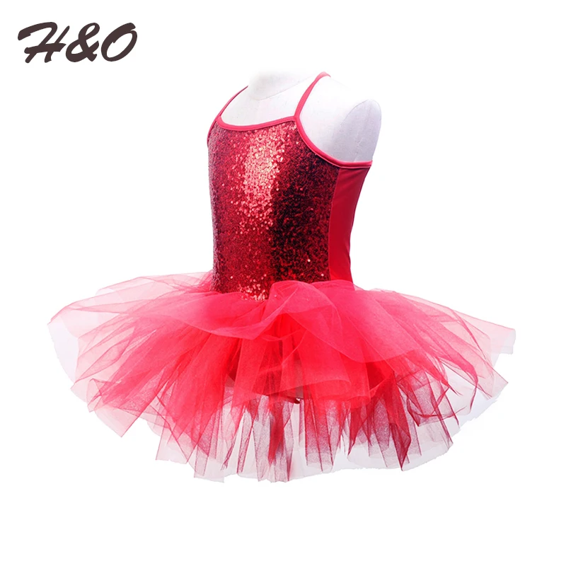 

Girls Spaghetti Strap Sequin Camisole Children Ballet Dance Tutu Dress Sweetheart Ballerina Leotard Skirted Dancewear Costumes