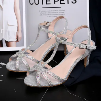 

Sandals Shoes Women high heels Summer Fine heel Sexy dance club 2020 high heels Fashion ankle strap shoes