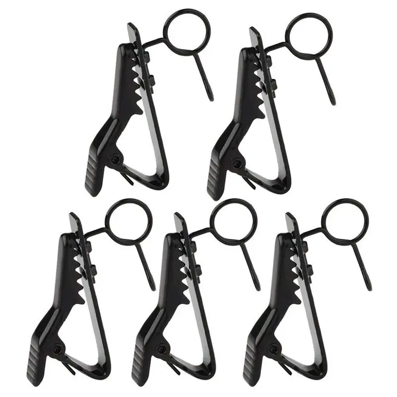 

5 Pcs Ring Mini 7.5 mm Microphone Clip Holder Tie Clip Collar Clip Practical (Black)