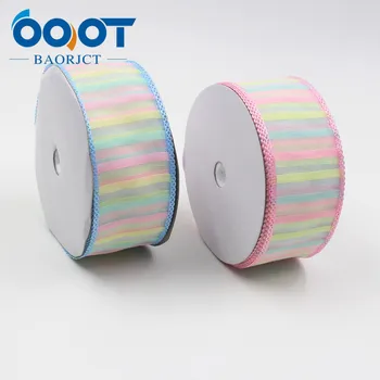 

OOOT BAORJCT L-20325-186,38mm 5yards Colored bilateral flower transparent yarn ribbon,Wedding Accessories DIY handmade materials