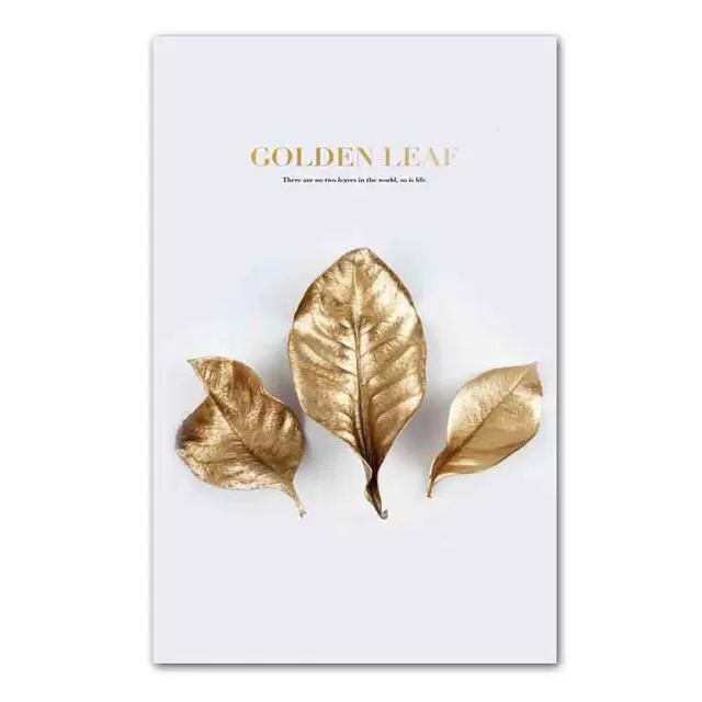 Nordic fashion art plant canvas painting golden leaf feather poster office wall painting living room home decoration mural ZW372