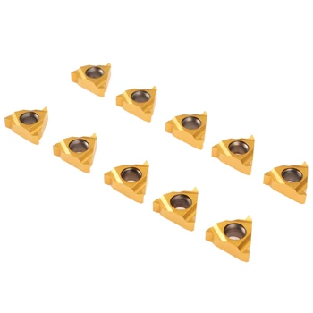 

10Pcs/Set 11Ir A60 Gold Carbide Inserts For External Threading Cnc Lathe Turning Tool Boring Bar