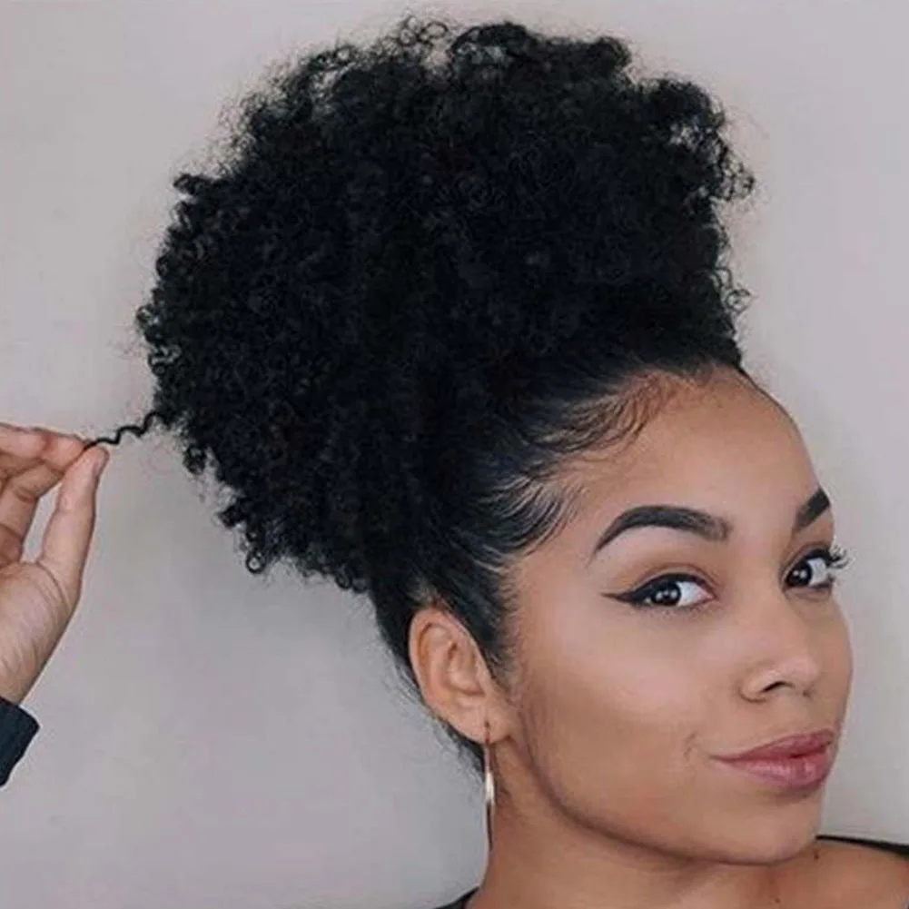 

Makeup Short Extensions Party Clip In Wrap Ponytail Curly Wig Puff Style Chignons Hair Bun Drawstring