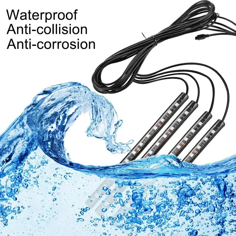 4XDC12V 12 светодиодный USB беспроводной музыкальный пульт 8 цветов RGB автомобильные Внутренние огни