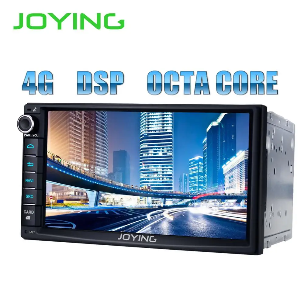 Discount JOYING double din 7 inch Car Radio Android 8.1 Octa Core built in DSP&4G HD Fast Boot Universal head unit GPS map with free DVR 5