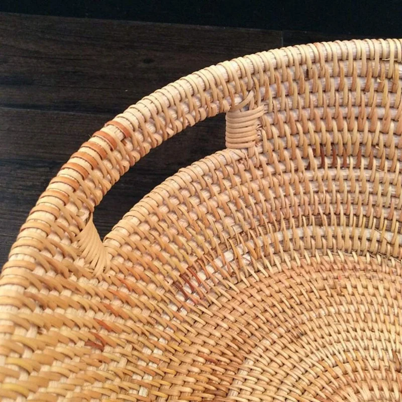 Vietnam Autumn Woven Rattan Fruit Basket Candy Snack Organizer Pastry Dessert Tray Beautiful Storage Basket