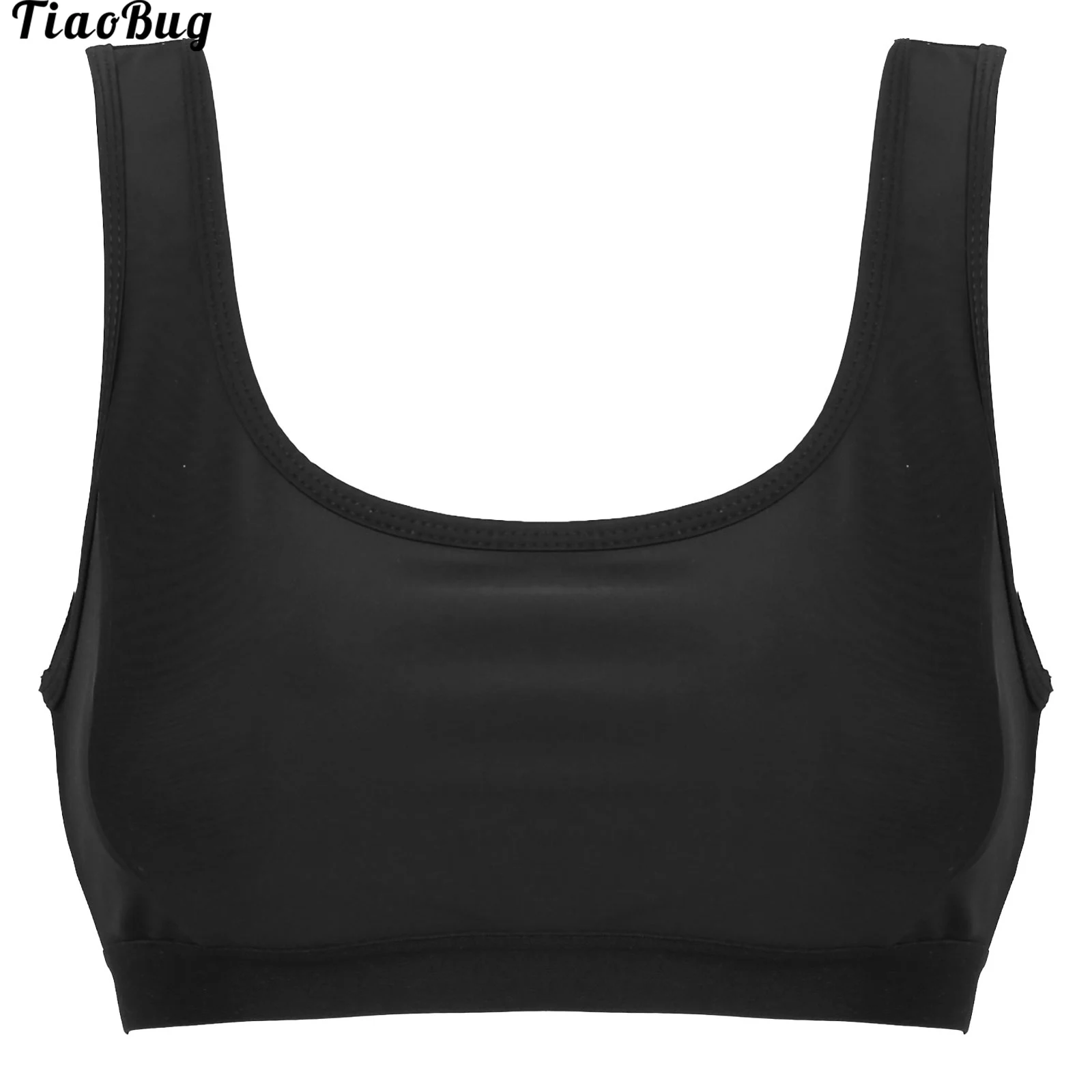 

TiaoBug Women Sport Yoga Fitness Bra Wide Shoulder Straps Cross At Rear Open Back Adjustable Hook Closure Detachable Pads Top