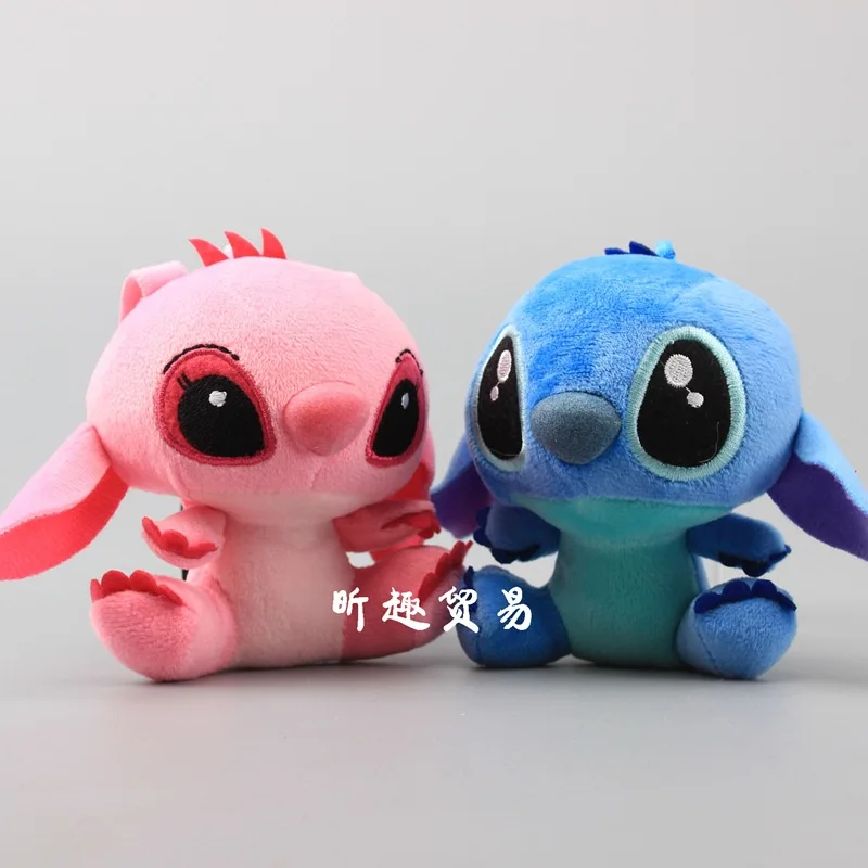 Disney 4inch 10cm Lilo Stitch Plush Toys Dolls with Soft Stuffed Sucker Keychain for Kids Baby Gifts