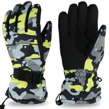 Новые мужские и женские детские перчатки для катания на лыжах и сноуборде противоскользящие Водонепроницаемые зимние теплые флисовые мотоцикл, снегоход, перчатки для верховой езды
