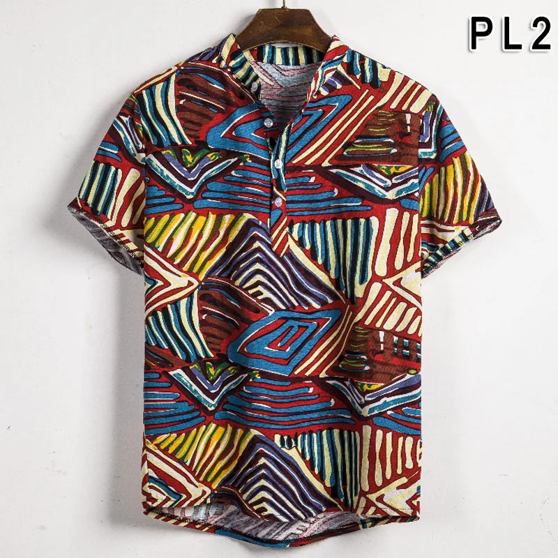 2019 мужские Летние Гавайские рубашки с принтом, геометрические узоры, короткий рукав, дышащие комфортные рубашки для мужчин