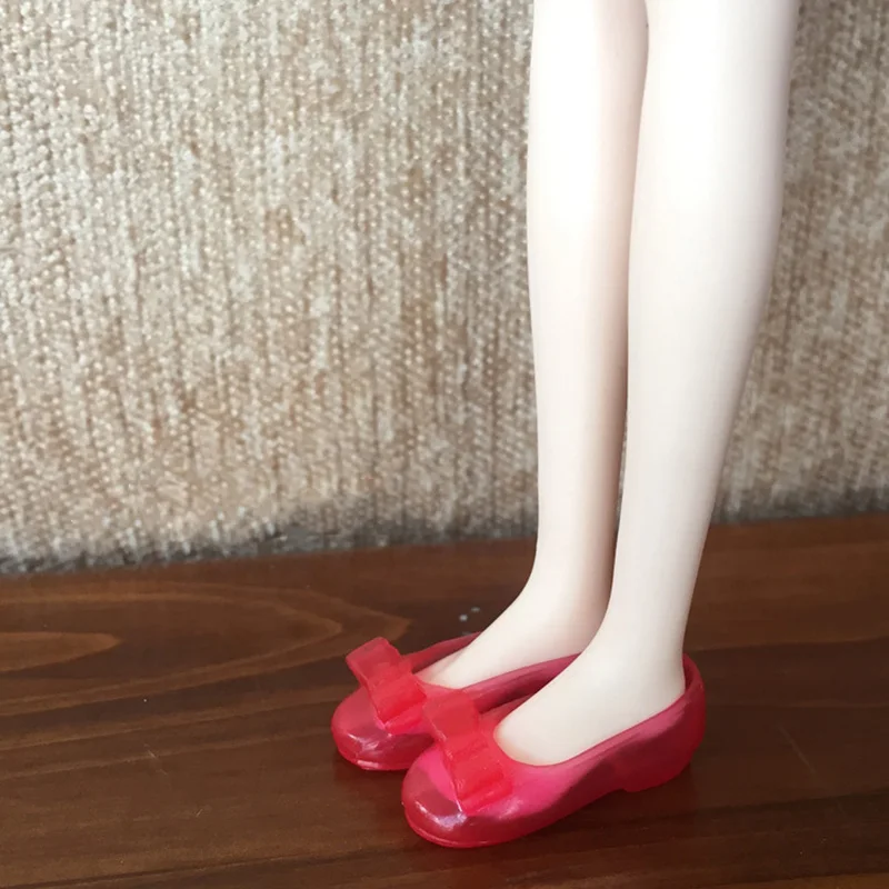 1 пара, 2,3 см, обувь для куклы, милая обувь на плоской подошве с бантом для Blyth, Azone, Momoko, Barbies, кукла 1/6, аксессуары - Цвет: red Flat Bow Shoes