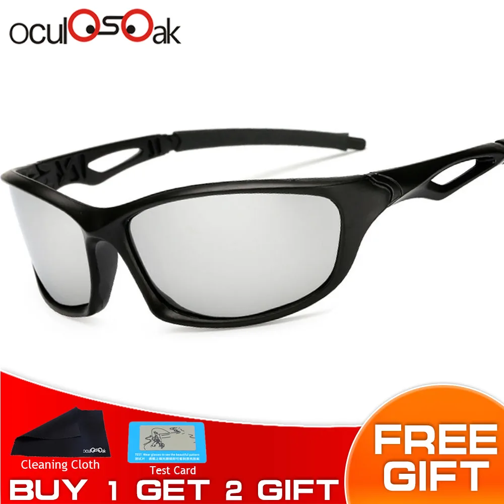 silver lens Oculosoak Drive Мужские поляризационные солнцезащитные очки мужские Брендовые спортивные лодочные защитные водительские очки уменьшить блики - Цвет линз: silver lens