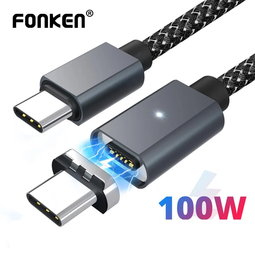 Скидка Магнитный кабель FONKEN font b usb b font type C 20 в 5A 100 Вт font b USB b font C к type C быстрый заряд кабеля для телефона ноутбука зарядка PD шнур