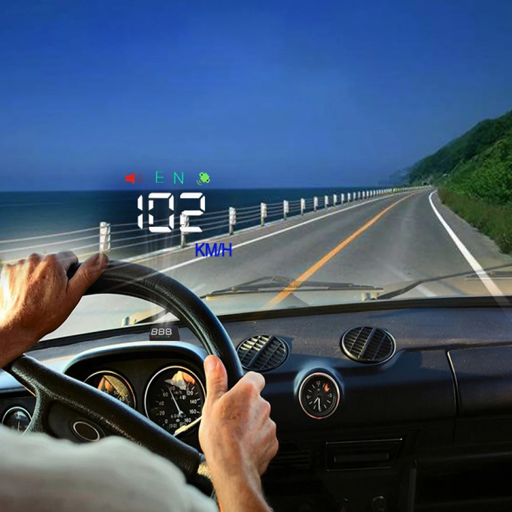 Лучший gps Hud Дисплей Автомобильный gps проекционный Спидометр лобовое стекло компас-одометр превышение скорости сигнализации с автомобильным адаптером